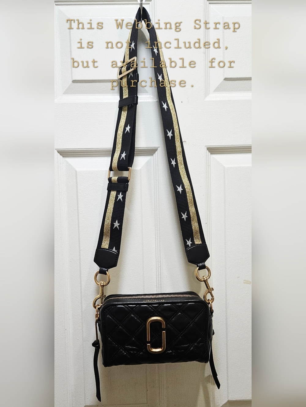 MARC JACOBS Quilted Softshot (Black/Gold) Camera Bag Charm Chain Crossbody Strap - Picture 16 of 16